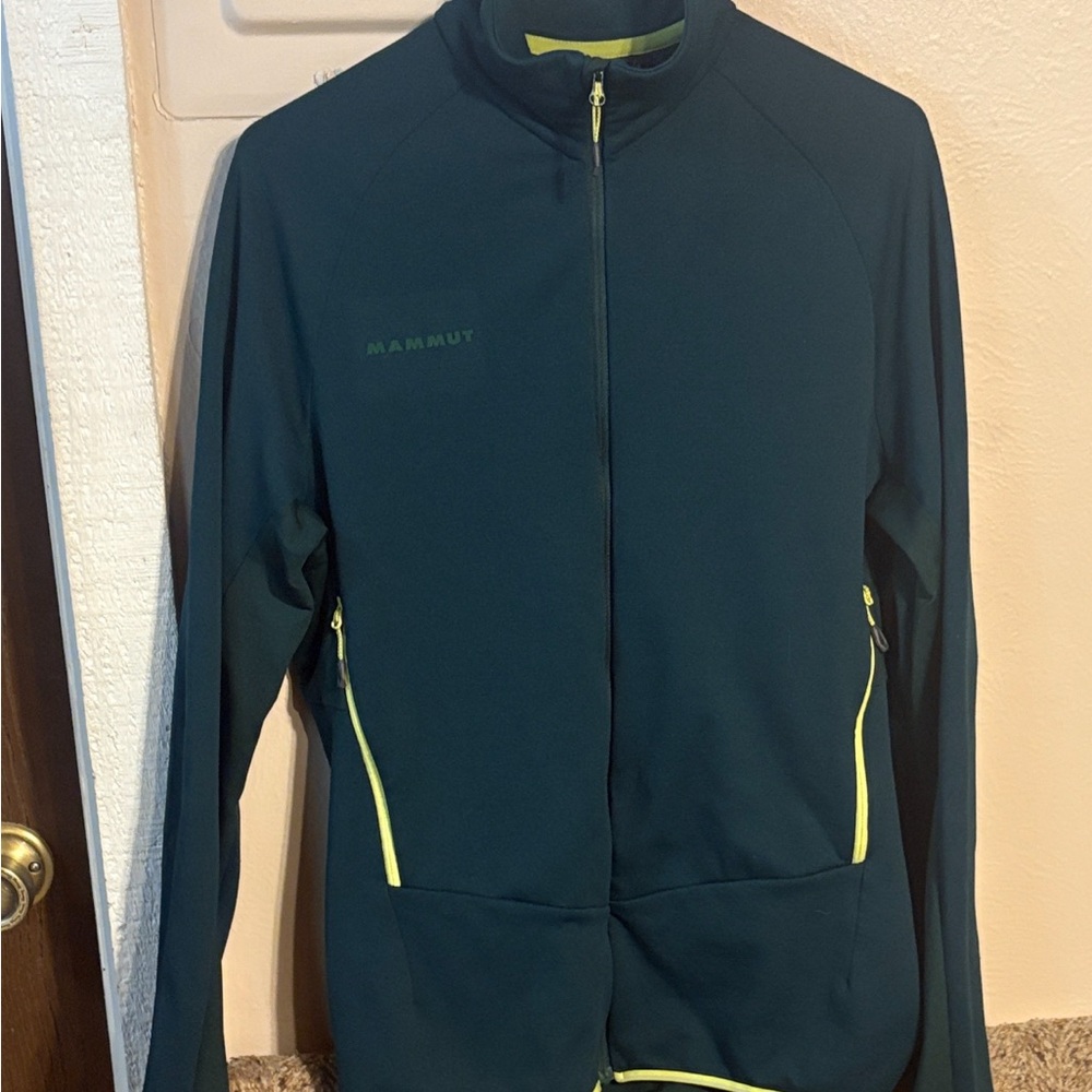 Mammut Mens Ski Base Layer - Dark Teal with Lime Accents